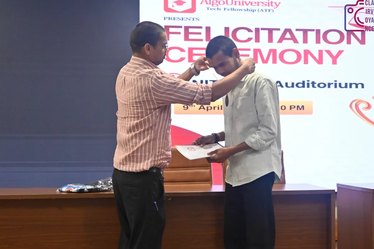 A fellow being presented with a medal on stage at the NIT Delhi felicitation ceremony